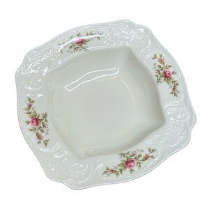 Rosenthal Sanssouci White Dinner Plate Pink Rose Floral Raised Detail Gold Trim